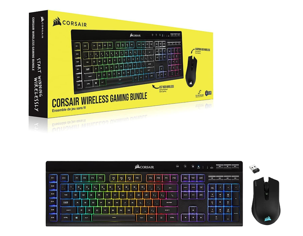 CORSAIR Wireless Gaming Bundle - K57 RGB Wireless Gaming Keyboard - Harpoon RGB Wireless Gaming Mouse - Hyper-Fast Slipstream Wireless Technology