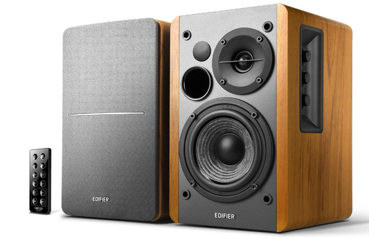 Edifier R1280DB Powered Bluetooth Bookshelf Speakers - Optical Input - Wireless Studio Monitors - 4 Inch Near Field Speaker - 42w RMS - Wood Grain