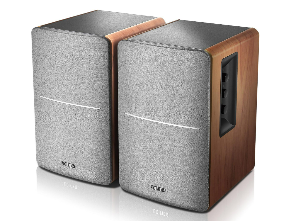 Edifier R1280DB Powered Bluetooth Bookshelf Speakers - Optical Input - Wireless Studio Monitors - 4 Inch Near Field Speaker - 42w RMS - Wood Grain