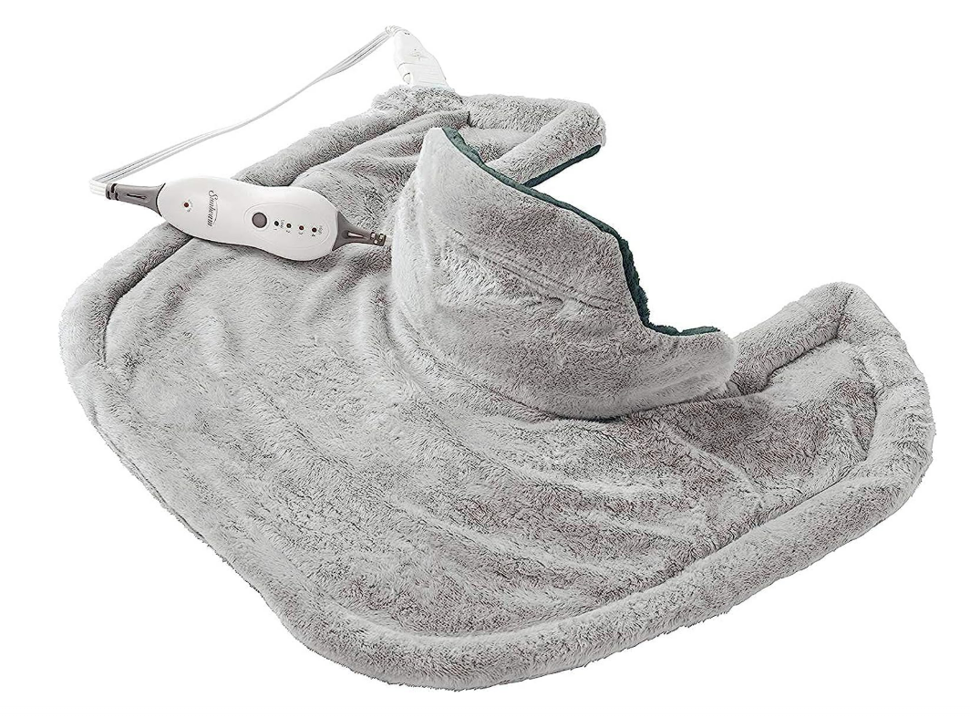 Sunbeam Heating Pad for Neck and Shoulder Pain Relief with Auto Shut Off and Moist Heating Option, 22 x 19", Grey