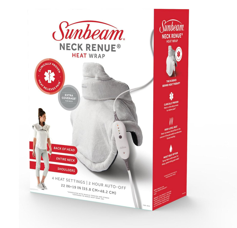 Sunbeam Heating Pad for Neck and Shoulder Pain Relief with Auto Shut Off and Moist Heating Option, 22 x 19", Grey