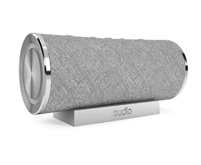 Sudio Femtio Portable Bluetooth Speakers - Wireless, IPX6 Waterproof, Dual Play, with Microphone, 14h Play Time, for Android and iOS (Silver)