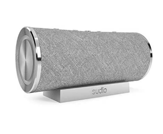 Sudio Femtio Portable Bluetooth Speakers - Wireless, IPX6 Waterproof, Dual Play, with Microphone, 14h Play Time, for Android and iOS (Silver)