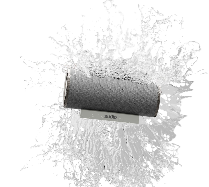 Sudio Femtio Portable Bluetooth Speakers - Wireless, IPX6 Waterproof, Dual Play, with Microphone, 14h Play Time, for Android and iOS (Silver)
