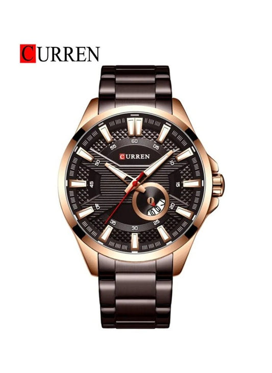 CURREN 8372 Original Brand Stainless Steel Band Wrist Watch For Men